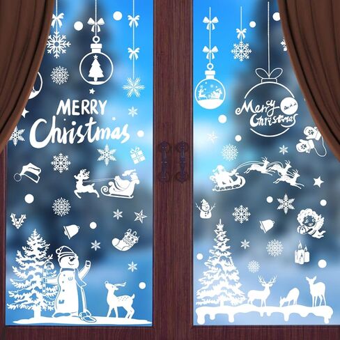 ملصقات تزيين نوافذ الكريسماس من نافريكس، 9 ورقات ملصقات نافذة عيد الميلاد للكريسماس، ملصقات نوافذ ثابتة على شكل رقائق ثلج (كريسماس) in Kuwait