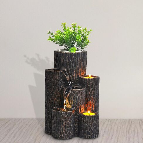 Greyhoo Indoor Water Fountain 3 Tier Column Tabletop Fountain Relaxation Min Waterfall for Room Decoration in Kuwait