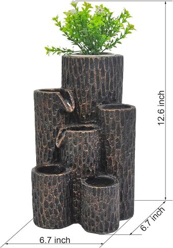 Greyhoo Indoor Water Fountain 3 Tier Column Tabletop Fountain Relaxation Min Waterfall for Room Decoration in Kuwait