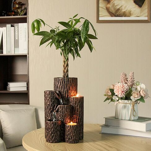 Greyhoo Indoor Water Fountain 3 Tier Column Tabletop Fountain Relaxation Min Waterfall for Room Decoration in Kuwait