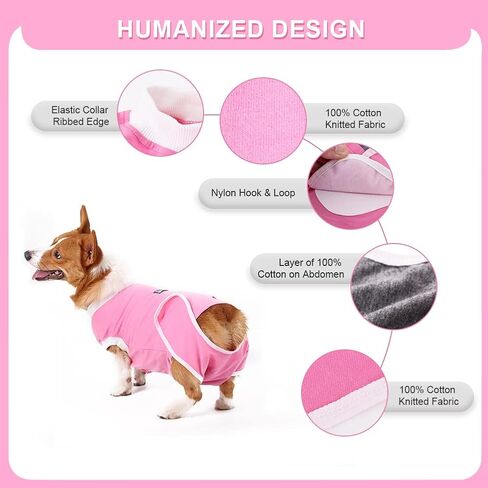 EMUST Dog Recovery Suit, After Surgery Wear for Dogs Male Female, Pet E-Collars Alternative Bandages, Professional Dog Onesie for Surgery for Abdominal Wounds, Weaning&Skin Diseases,Burgundy Strip/XXL in Kuwait