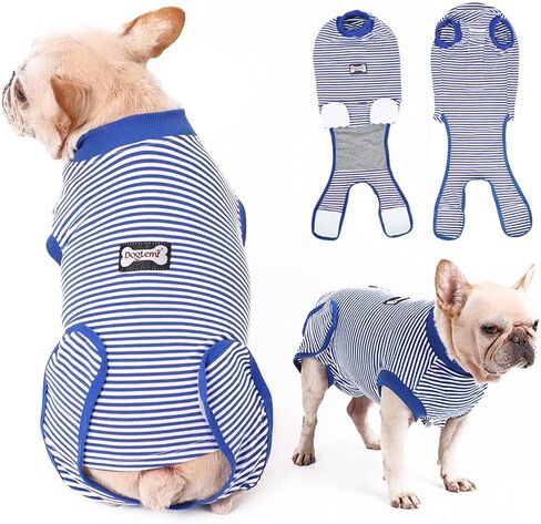 EMUST Dog Recovery Suit, After Surgery Wear for Dogs Male Female, Pet E-Collars Alternative Bandages, Professional Dog Onesie for Surgery for Abdominal Wounds, Weaning&Skin Diseases,Burgundy Strip/XXL in Kuwait