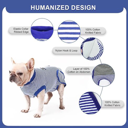 EMUST Dog Recovery Suit, After Surgery Wear for Dogs Male Female, Pet E-Collars Alternative Bandages, Professional Dog Onesie for Surgery for Abdominal Wounds, Weaning&Skin Diseases,Burgundy Strip/XXL in Kuwait