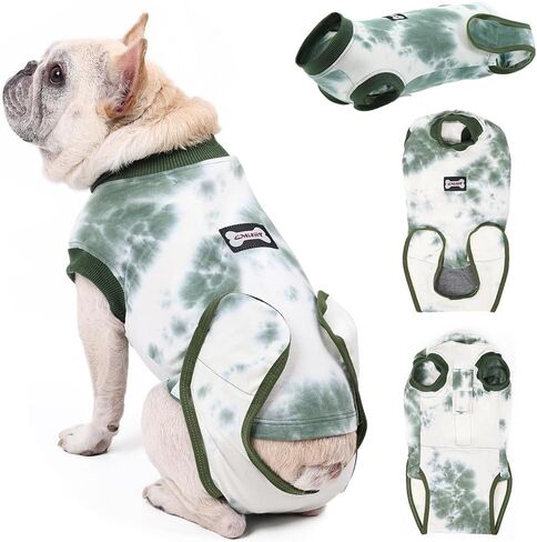 EMUST Dog Recovery Suit, After Surgery Wear for Dogs Male Female, Pet E-Collars Alternative Bandages, Professional Dog Onesie for Surgery for Abdominal Wounds, Weaning&Skin Diseases,Burgundy Strip/XXL in Kuwait