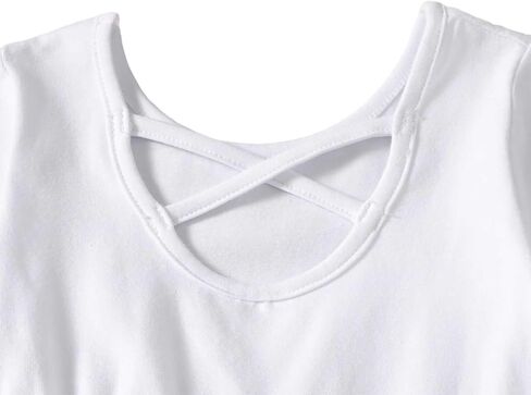 فستان للفتيات الصغيرات من SOBOWO فساتين رسمية للفتيات بدون ظهر وأكمام قصيرة متقاطعة من الخلف لالتقاط الصور على الشاطئ وحفلات الزفاف الصيفية in Kuwait