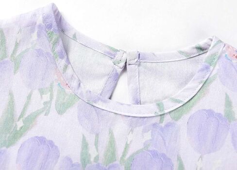 فستان SMILING PINKER للفتيات الصغيرات الصيفي الكاجوال من القطن بنقشة الزهور والأرنب الكرتوني بأكمام قصيرة منتفخة in Kuwait