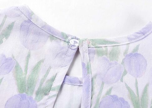 فستان SMILING PINKER للفتيات الصغيرات الصيفي الكاجوال من القطن بنقشة الزهور والأرنب الكرتوني بأكمام قصيرة منتفخة in Kuwait