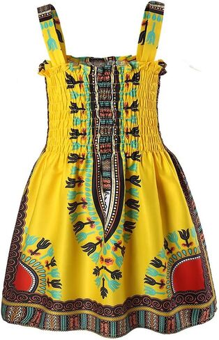 Toddler Baby Girls African Dashiki Dress Kids Boho Backless Halter Ethnic Bohemia Outfit Little Girl Summer Clothes in Saudi Arabia