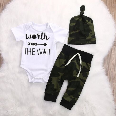 3Pcs Baby Boys Little Brother Camouflage Romper Tops+Pants Leggings+ Hat Outfits Set in Saudi Arabia