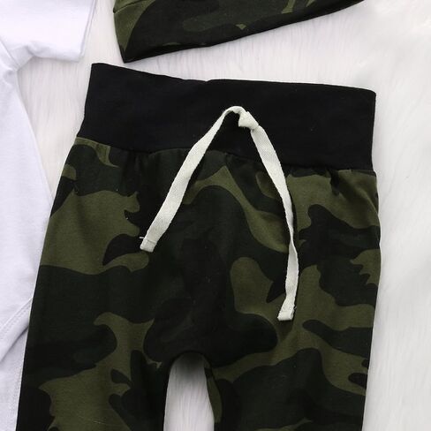 3Pcs Baby Boys Little Brother Camouflage Romper Tops+Pants Leggings+ Hat Outfits Set in Saudi Arabia