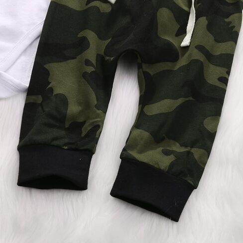 3Pcs Baby Boys Little Brother Camouflage Romper Tops+Pants Leggings+ Hat Outfits Set in Saudi Arabia