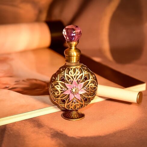 زجاجات عطر Mocsicka Flower Vintage زجاجة عطر فارغة مرصعة بالجواهر أرجوانية فاخرة من الزجاج الكريستالي قابلة لإعادة التعبئة (أرجواني-1،10 مل) in Kuwait