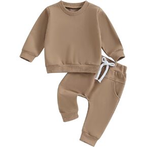 Arvbitana Unisex Toddler Baby Boy Girl Spring Fall Winter Clothes Long Sleeve T-Shirt Tops+Long Pants Two Piece Solid Outfit
