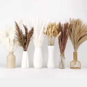 PENGYEE Dried Pampas Grass Bouquet 120 PCS - Fall Plants Boho Room Decor Contains Bunny Tails Dried Flowers, Brown White Pampas Grass for Wedding Decorations, Home Rustic Party Decor in Kuwait