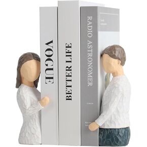 MAKOUYU مساند زخرفية فريدة من نوعها للأرفف، ديكور غرفة جمالي، احتضان الحلي الفنية لسطح المكتب للزوجين، سدادات كتب غير قابلة للانزلاق، نهايات كتب ثقيلة تدعم الأرفف زوج واحد (أبيض) in Kuwait