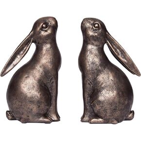 Creative Co-Op Decorative Resin Rabbit Bookends, Bronze, Set of 2