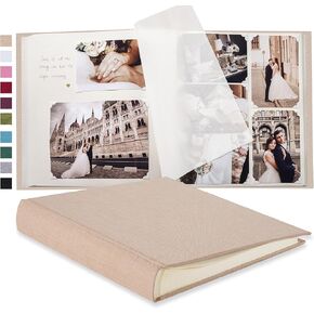 Pssoss Large DIY Scrapbook Photo Album 100 pages with Writing Space for 3x5 4x6 5x7 6x8 8x10 Pictures for Baby Wedding Family Children Anniversary Photo Album (Black) in Saudi Arabia