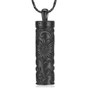 QGJNSGC Sunflower Urn Necklace for Ashes Cylinder Bar Necklace for Ashes for Women Pendant Keepsake for Ashes Memory Cremation Jewelry Sunflower Celtic Necklace Jewelry for Women