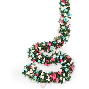 Miracliy 8 Pack 65 FT Flower Garland Decorations Plastic Artificial Flowers for Wedding Decoration Photo Booth Backdrop