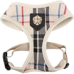 Puppia Junior Over-The-Head Dog Harness Checkered Pattern No Choke No Pull Adjustable Chest Belt Walking Training for Small and Medium Dog, Black, X-Large