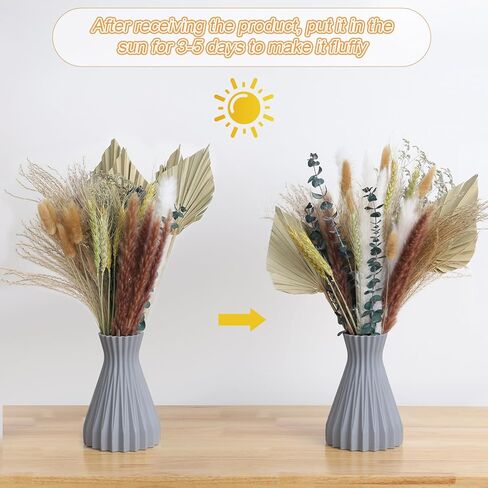 49 قطعة من الزهور الطبيعية المجففة من Fuyamp مع عشب النخيل المجفف وزهور عشب الأوكالبتوس المجففة وزهور بوهيمية رائعة للمزهرية والمكتب وغرفة المنزل وترتيبات الزهور لديكور الزفاف in Kuwait