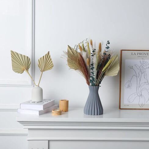 49 قطعة من الزهور الطبيعية المجففة من Fuyamp مع عشب النخيل المجفف وزهور عشب الأوكالبتوس المجففة وزهور بوهيمية رائعة للمزهرية والمكتب وغرفة المنزل وترتيبات الزهور لديكور الزفاف in Kuwait