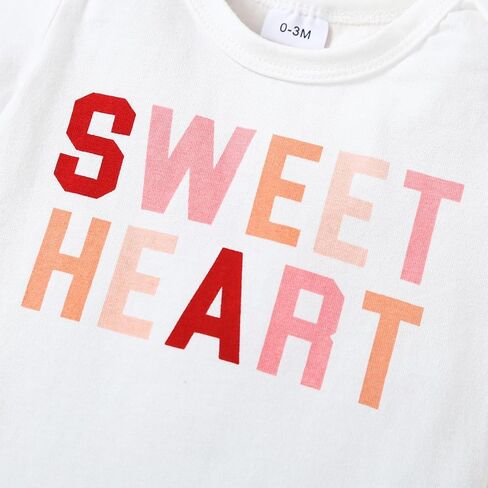 Tinypainter طفلة عيد الحب الزي رسالة رومبير + الحب القلب جرس أزرار السراويل أول ملابس عيد الحب in Kuwait