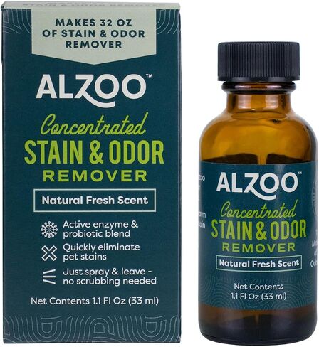 ALZOO Stain & Odor Remover, Quickly Lifts & Dissolves Pet Stains & Helps Eliminate Odors, 100% Plant-Based Active Ingredients, Lavender Vanilla Scent, 32 Fl. Oz Spray Bottle in Saudi Arabia