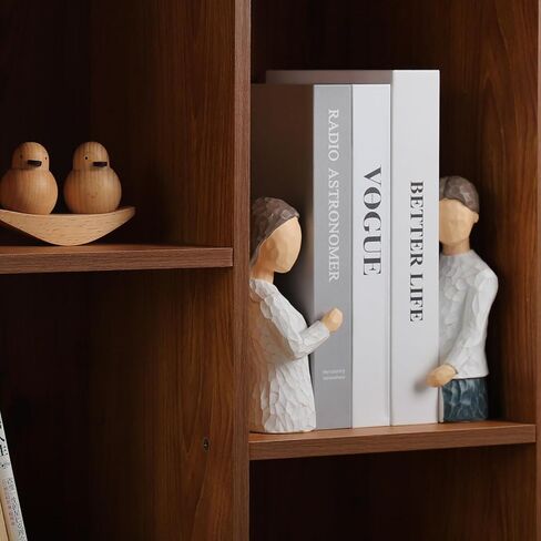 MAKOUYU مساند زخرفية فريدة من نوعها للأرفف، ديكور غرفة جمالي، احتضان الحلي الفنية لسطح المكتب للزوجين، سدادات كتب غير قابلة للانزلاق، نهايات كتب ثقيلة تدعم الأرفف زوج واحد (أبيض) in Kuwait