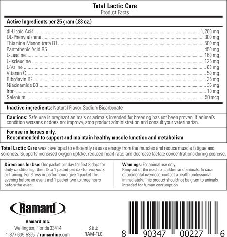Ramard Total Lactic Care for Aging Horses, Supports Muscle Function, Energy & Stamina Horse Supplies, Vitamin & Supplements w/Branch Chain Amino Acids, 25g Pouch, 1-Pack in Kuwait