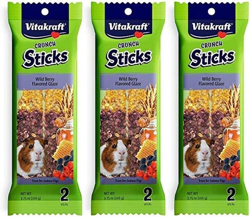 Vitakraft 3 Pack of Wild Berry Glazed Crunch Sticks Guinea Pig Treats, 2 Sticks Each in Saudi Arabia