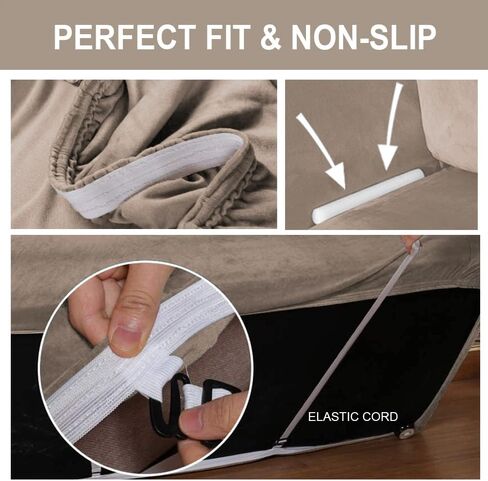 FY FIBER HOUSE غطاء أريكة للأريكة لغطاءين للأريكة وأغطية مقعد الحب غطاء سهل الارتداء لغرفة المعيشة مخملي 3 قطع واقي مطاطي للكلاب، رمادي داكن (57.5"-71.5") in Kuwait