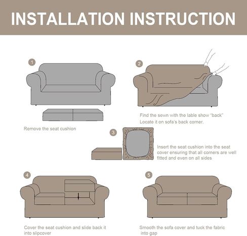 FY FIBER HOUSE غطاء أريكة للأريكة لغطاءين للأريكة وأغطية مقعد الحب غطاء سهل الارتداء لغرفة المعيشة مخملي 3 قطع واقي مطاطي للكلاب، رمادي داكن (57.5"-71.5") in Kuwait