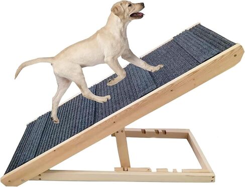 سلالم خشبية للحيوانات الاليفة - سلالم ومنحدر قابل للطي مثالي للاسرة والسيارات - سلم محمول للكلاب والقطط حتى 120 باوند in Kuwait
