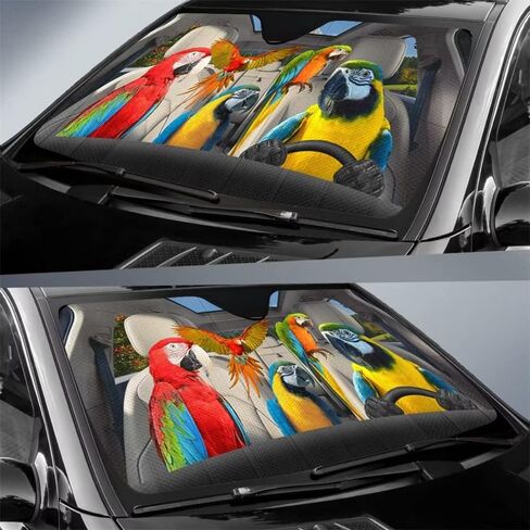 مظلة شمسية للزجاج الأمامي للسيارة من Parrot Driving، واقي من الشمس قابل للطي لشاحنة السيارة وسيارات الدفع الرباعي للحفاظ على برودة سيارتك، يناسب الزجاج الأمامي والإكسسوارات الداخلية للسيارة in Kuwait