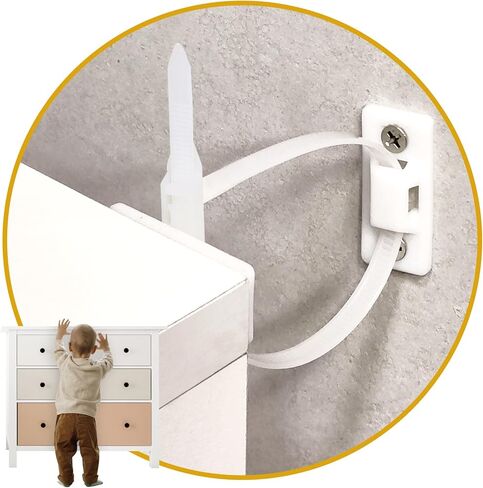 احزمة اثاث للاطفال من اوبو - (10 قطع) مثبتات اثاث مضادة للانقلاب لحماية الاطفال، مرساة امان قابلة للتعديل للجدار للطاولة والخزانة - اشرطة مقاومة للزلازل للمنزل in Kuwait