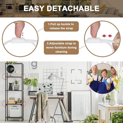 احزمة اثاث للاطفال من اوبو - (10 قطع) مثبتات اثاث مضادة للانقلاب لحماية الاطفال، مرساة امان قابلة للتعديل للجدار للطاولة والخزانة - اشرطة مقاومة للزلازل للمنزل in Kuwait