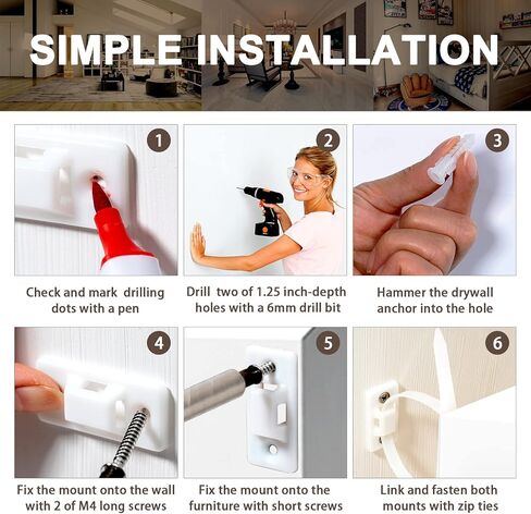 احزمة اثاث للاطفال من اوبو - (10 قطع) مثبتات اثاث مضادة للانقلاب لحماية الاطفال، مرساة امان قابلة للتعديل للجدار للطاولة والخزانة - اشرطة مقاومة للزلازل للمنزل in Kuwait