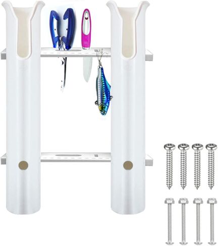 حامل صنارة الصيد المثبت على الحائط من BigTron، وصلات أنابيب، حامل صنارة الصيد، جميع الملحقات متضمنة (أبيض، أسود) in Kuwait