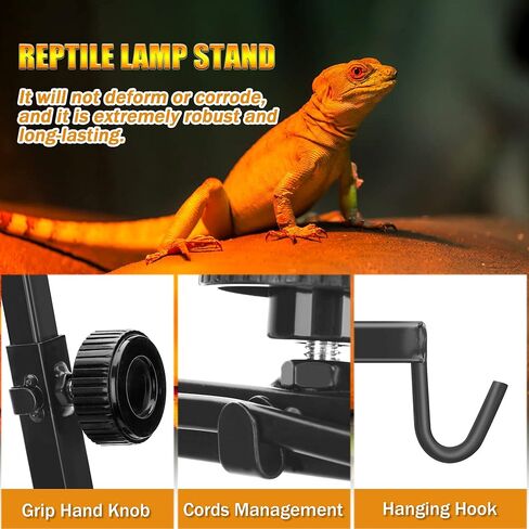 Reptile Domes Stand, Adjustable 16-27 Inch Heat Lamp Stand Fixture for Terrarium, Metal Basking Lamp Holder, Suitable for All Reptile Domes Lamp,L Size in Kuwait