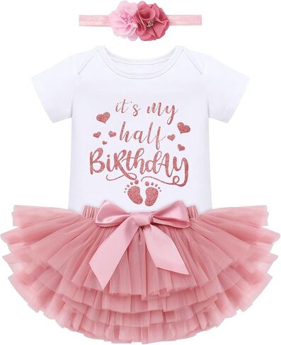 IDOPIP Rainbow 1st Birthday Outfit for Baby Girls Romper Tutu Skirt Tulle Bloomers Headband First Birthday Cake Smash Outfits in Kuwait