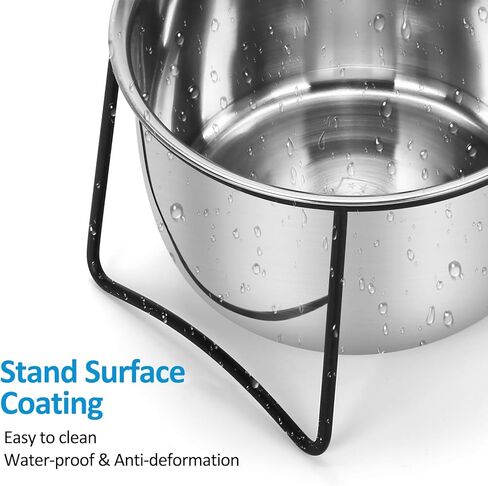 VAlinks Elevated Cat Bowls, Tilted Raised Indoor Cat Dishes for Food and Water, Double Bowls Metal Stand Anti Vomiting Feeder with 2 Stainless Steel Pet Bowls for Cats, Puppy, Dogs, (Black, 36oz) in Kuwait