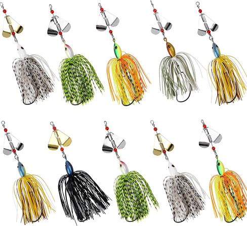 Bass Fishing Spinner Bait Lures, Multicolor Buzzbait Metal Jig Fishing Lure Kit Swimbaits for Bass Pike Trout Freshwater Saltwater Fishing in Saudi Arabia