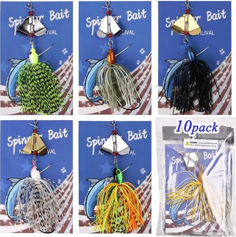 Bass Fishing Spinner Bait Lures, Multicolor Buzzbait Metal Jig Fishing Lure Kit Swimbaits for Bass Pike Trout Freshwater Saltwater Fishing in Saudi Arabia