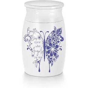 Small Urns for Human Ashes Purple Butterfly Mini Urns for Human Ashes Aluminium Cremation Keepsakes urns for Ashes -White