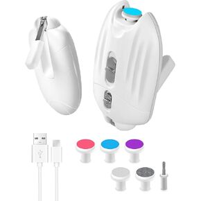 YUHYtop Baby Nail Trimmer Electric, Rechargeable Baby Nail Clippers with Light, Safe Baby Nail File Kit Newborn, Additional Replacement Heads, Newborn Toddler Toes and Fingernails, Trim and Polish in Saudi Arabia