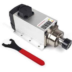 CNCTOPBAOS 4.5KW Air Cooled Spindle Motor,CNC Spindle Square Flange High Speed 18000rpm ER32 4 Bearings 220V 300Hz 14A for CNC Router Milling Machine Engrave Wood,PCB,PVC,Stone or Aluminum etc