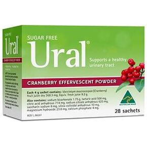 Ural Cranberry Effervescent Powder 4G * 28 Sachets Urinary Alkalinizer Cystitis Relief in Saudi Arabia