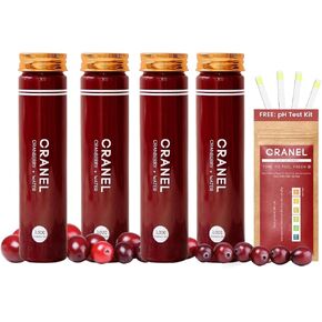 CRANEL UTI Support Cranberry Elixir, 4X Bottles (Monthly Supply) Clinically-Proven & Antibiotic-Free, Packed with 3,000 Real Cranberries (Tart Taste) Vegan & Non-GMO, Zero Added Sugar in Saudi Arabia