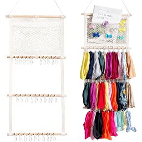 حامل فيونكات للشعر للبنات، حامل عصابة راس بسعة كبيرة، منظم تخزين مشابك الشعر، منظم اكسسوارات الشعر، ديكور معلق على الحائط لغرفة الفتيات، خزانة باب حضانة الاطفال (تصميم مطور) in Kuwait